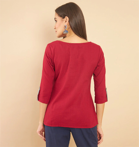 Maroon & Grey Printed Tunic